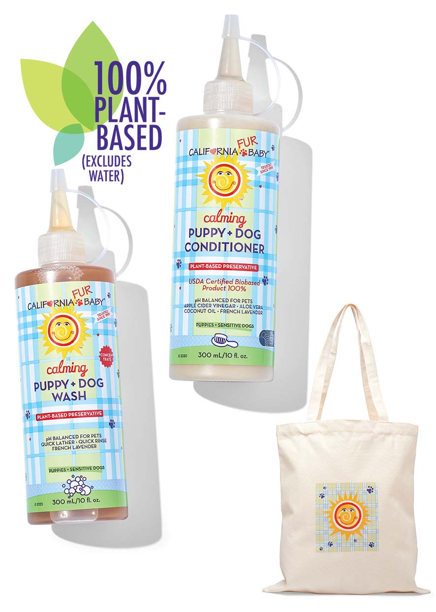 Calming Puppy & Dog Shampoo and Conditioner Set - Gentle Hypoallergenic Pet Wash for Sensitive Skin - Perfect for Bath Time & Grooming at Home
