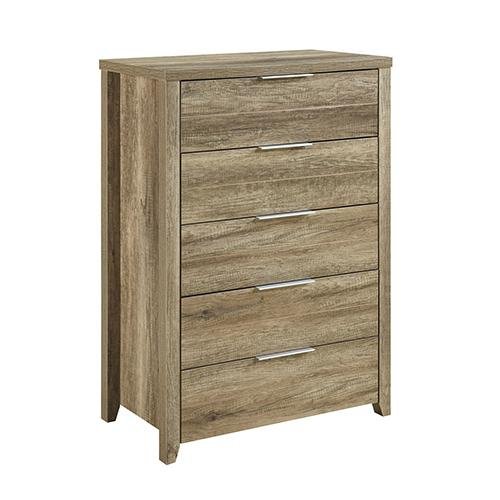 Stylish Cielo Tallboy Oak Bedroom Dresser - 5-Drawer Storage Cabinet for Bedroom, Closet & Home Organization