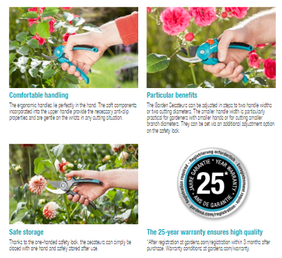 Gardena Garden Pruning Shears B/S M 8857 20 - Professional Hand Pruners for Trimming Plants, Flowers, and Shrubs - Perfect for Gardening, Landscaping, and Outdoor Use