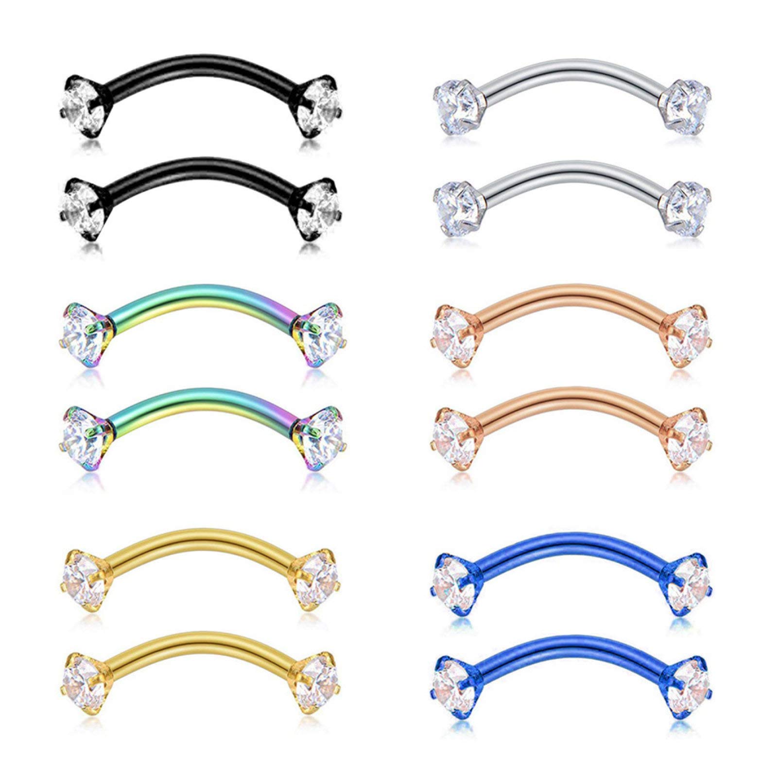 Fashionable Cubic Zirconia Eyebrow Ring & Barbell Piercing Jewelry for Women and Men - Perfect for Parties, Clubs, and Everyday Style