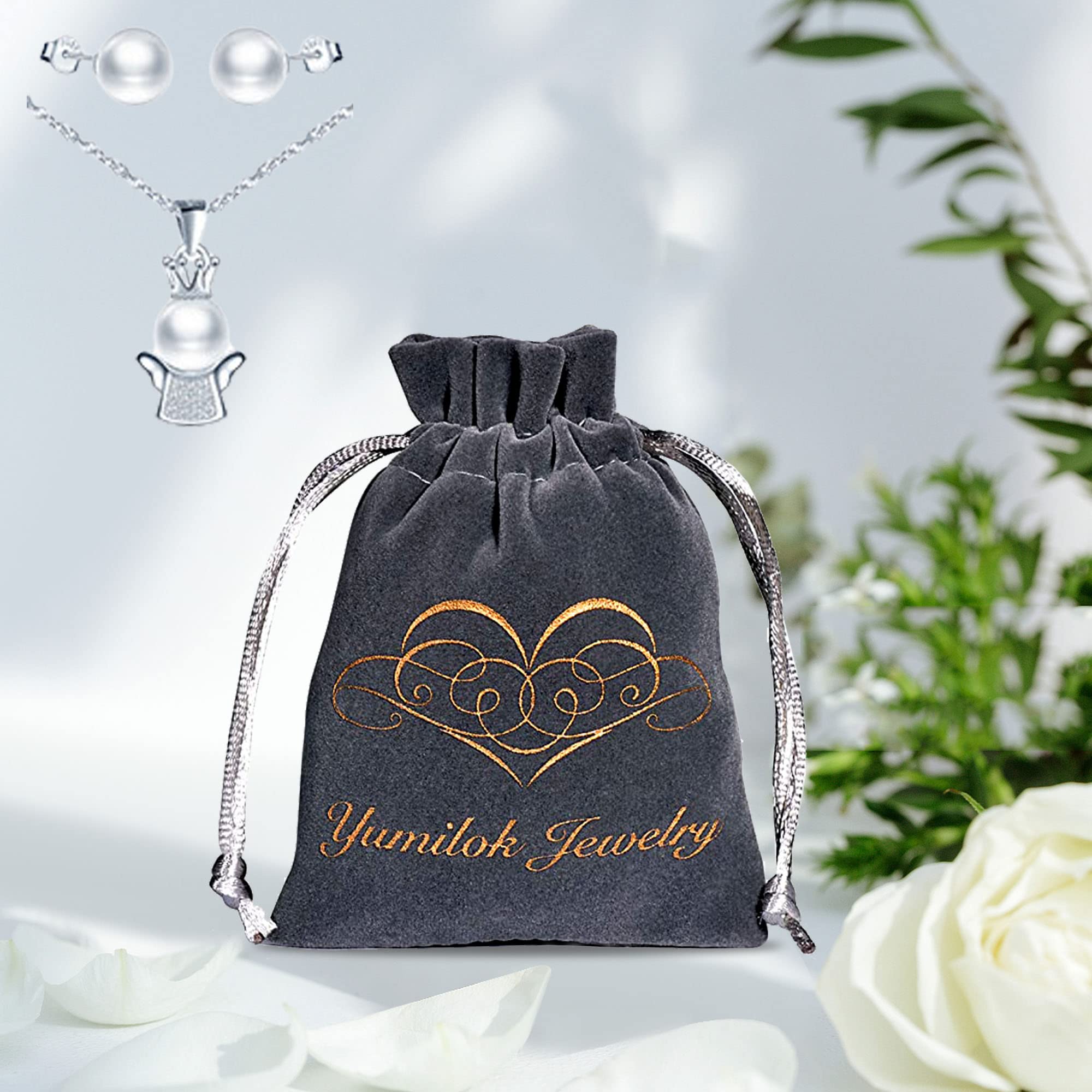 Yumilok Angel Jewelry Set - Pearl Necklace & Earrings for Women | Birthday Gift for Mom & Friends