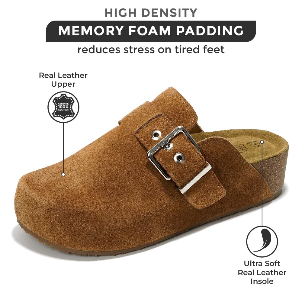Project Cloud Clogs for Women - Comfortable Memory Foam Mules & Slip-On Clogs with Wedge Heel - Casual Boston & Platform Clogs for Everyday Wear - Women's House Shoes & Outdoor Footwear 2025 (Rhona) - Perfect for Home, Office, and Light Walking