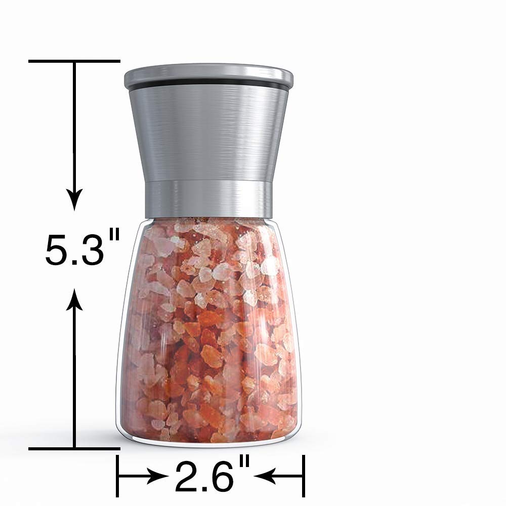 Premium Stainless Steel Salt and Pepper Grinder Set of 2 - Adjustable Coarseness, Refillable Mills for Sea Salt & Black Peppercorn - Perfect for Kitchen, Dining Table & Gourmet Cooking