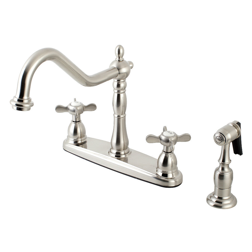 Kingston Brass KB1755BEXBS Essex Centerset Kitchen Faucet - Modern Single Handle Pull-Down Sprayer, Brushed Nickel Finish - Perfect for Farmhouse, RV & Small Kitchen Sinks