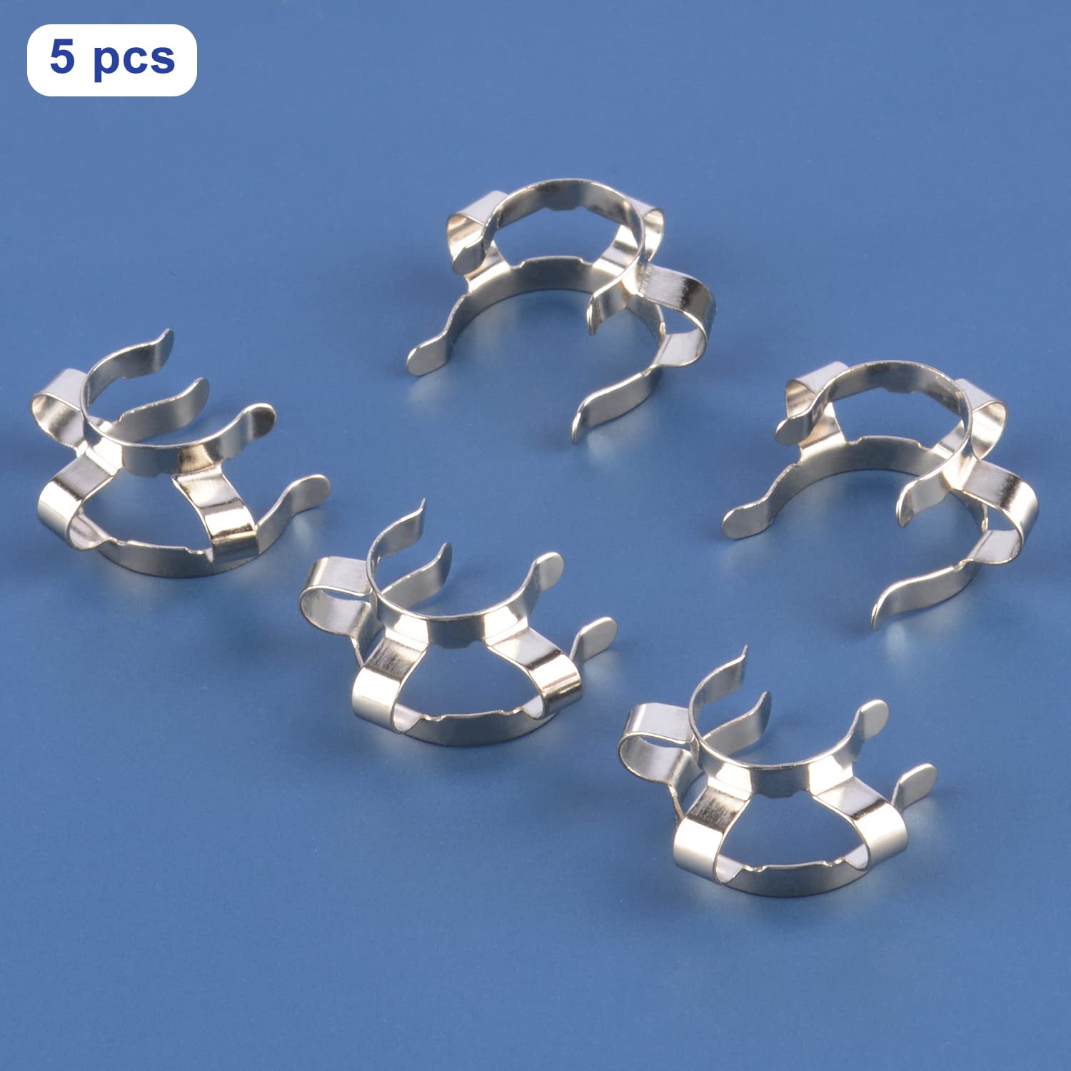 Labasics 14mm Metal Keck Clips (5-Pack) - Heavy Duty Lab Clamps for 14/20 Glass Joints - Perfect for Chemistry Experiments, Distillation Setups & Laboratory Glassware Connections