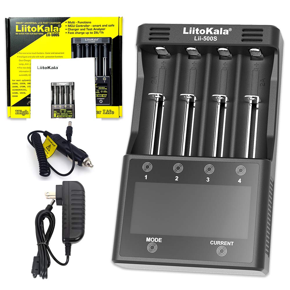 LiitoKala Lii-500S Smart Battery Charger - Universal LCD Charger for AA AAA 18650 26650 21700 Batteries (1.2V-3.7V) with Touch Button - Perfect for Home, Office & Travel Use