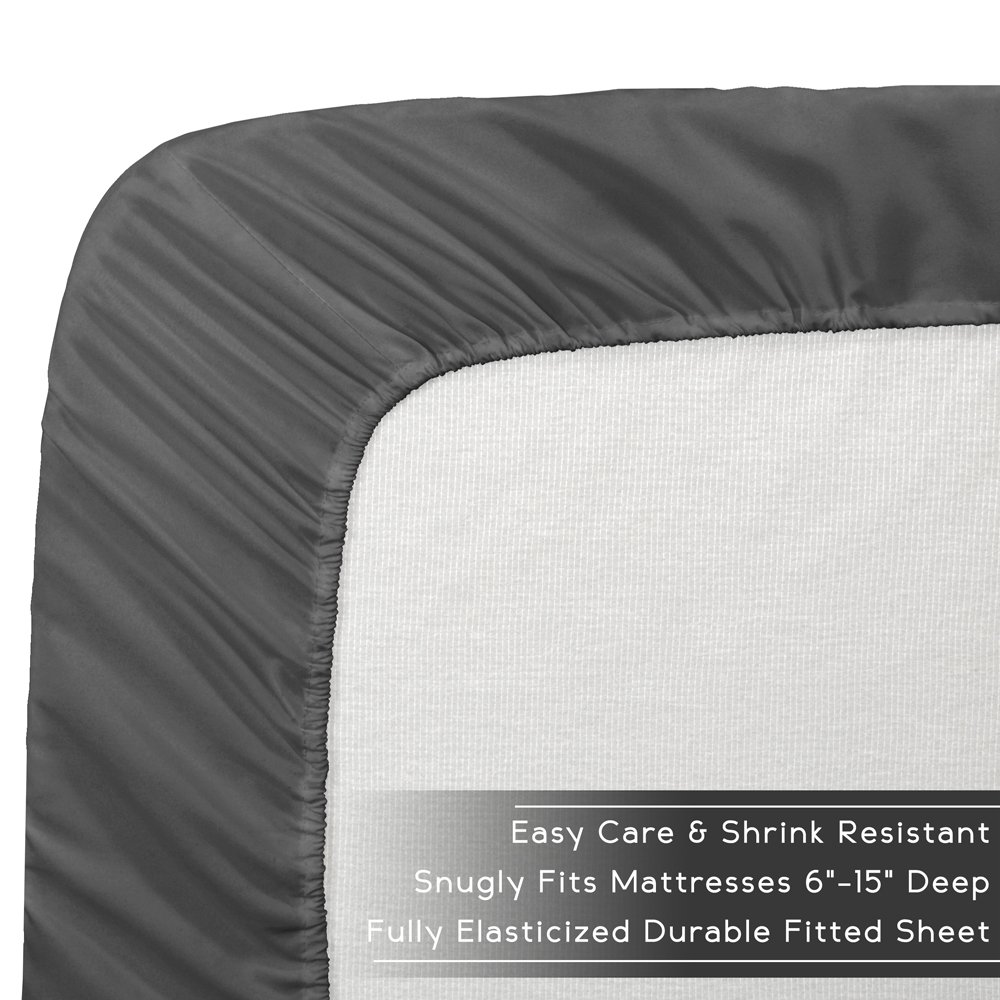 Bare Home Split King Comforter Set with Sheet Set & Bed Skirt - Ultra Soft Brushed Microfiber Bedding Collection (Black Comforter, Grey Sheets & Bed Skirt) for Master Bedroom, Guest Room & Luxury Hotel Decor