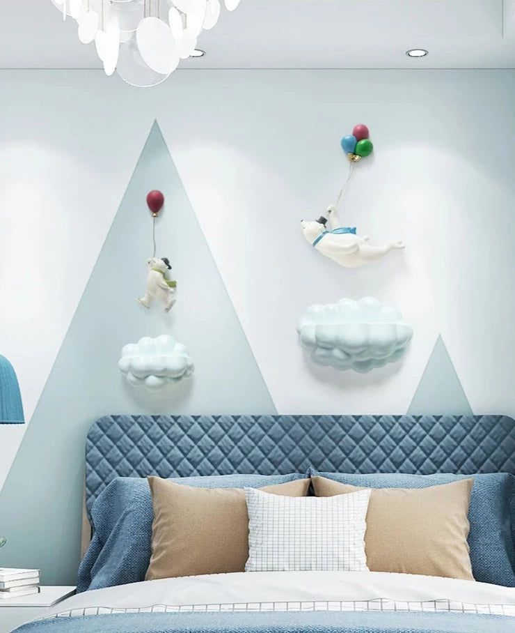 Polar Bear Clouds Wall Hanging Decor for Kids Nursery - Adorable Nursery Wall Art for Baby Rooms, Children's Bedrooms & Playrooms