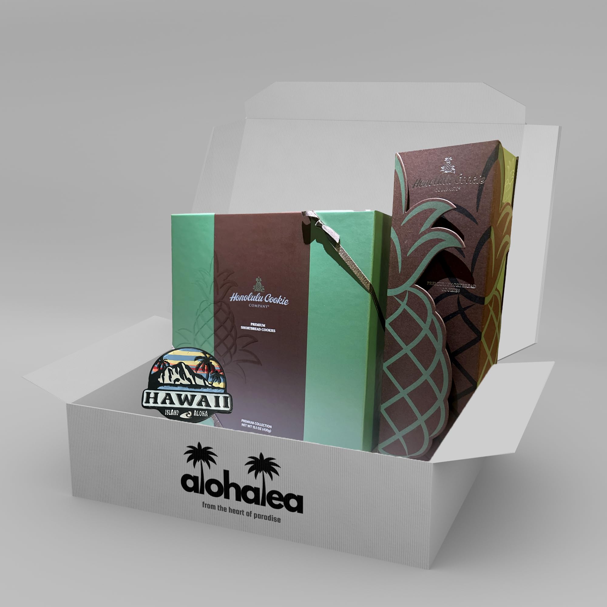 Alohalea Premium Hawaiian Cookies Gift Box - 27 Assorted Honolulu Cookies (8 Flavors) with Pineapple Wrap & Free Magnet | Perfect for Gifts, Parties & Souvenirs from Hawaii