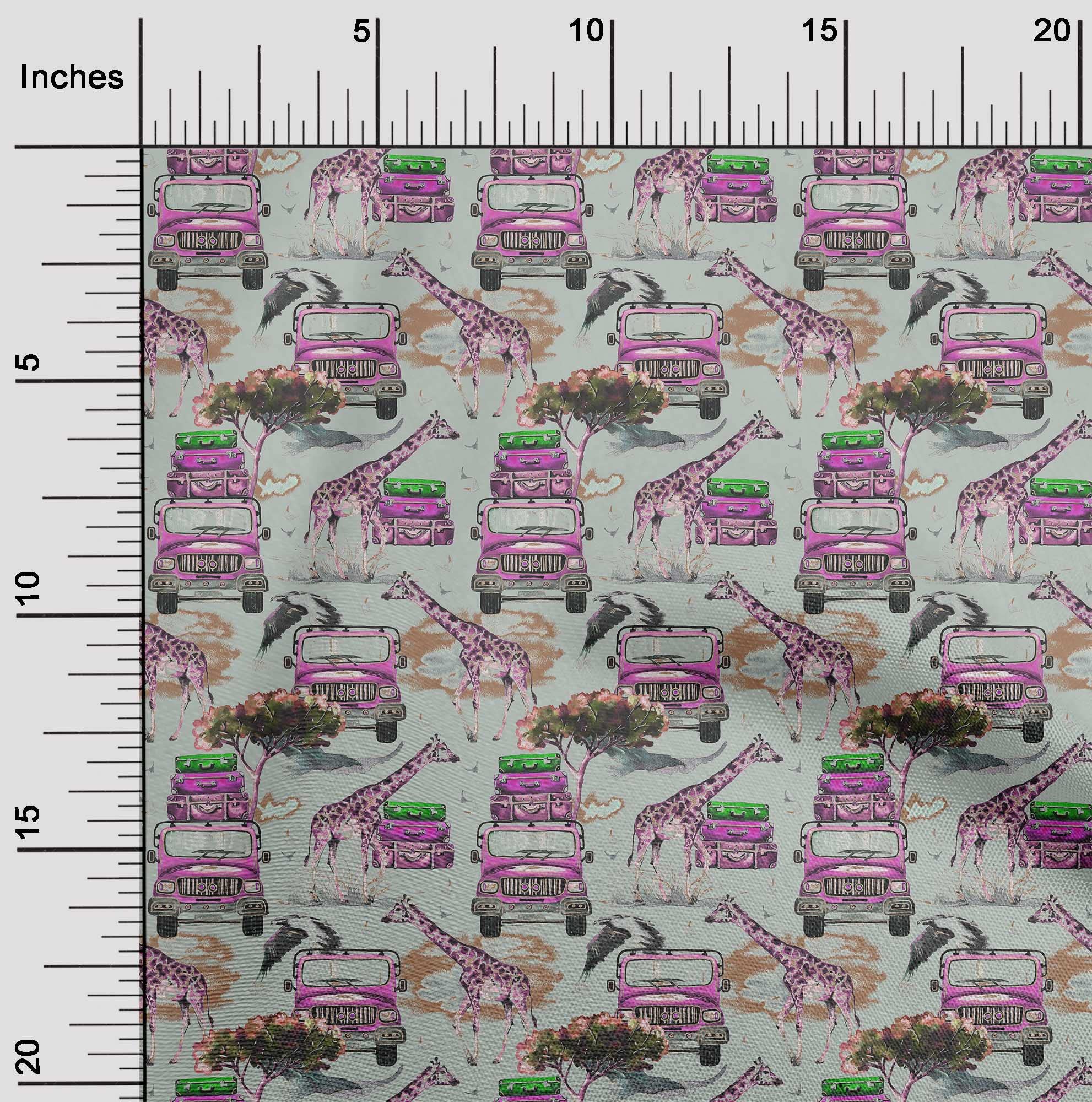 oneOone Viscose Chiffon Fabric - Dusty Gray Kids Safari Print - 42 Inch Wide Quilting & Sewing Material by The Yard - Perfect for DIY Dresses, Curtains, and Home Decor Projects