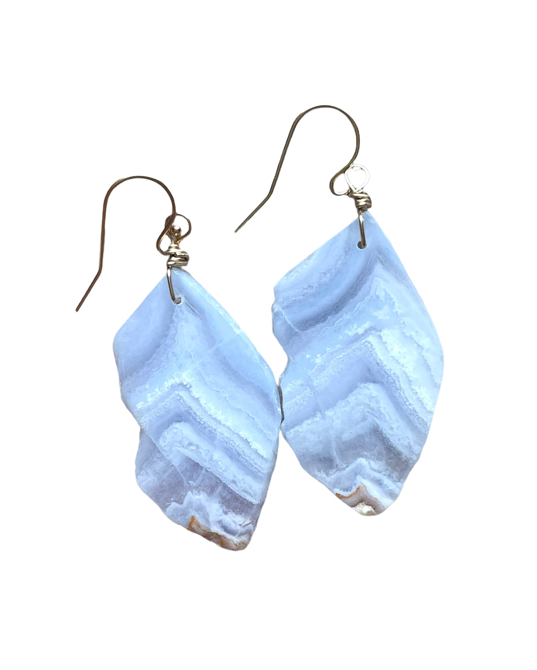 Large Blue Lace Agate Gold Filled Statement Crystal Gemstone Earrings for Women | Elegant Dangle Drop Earrings for Party, Wedding & Special Occasions