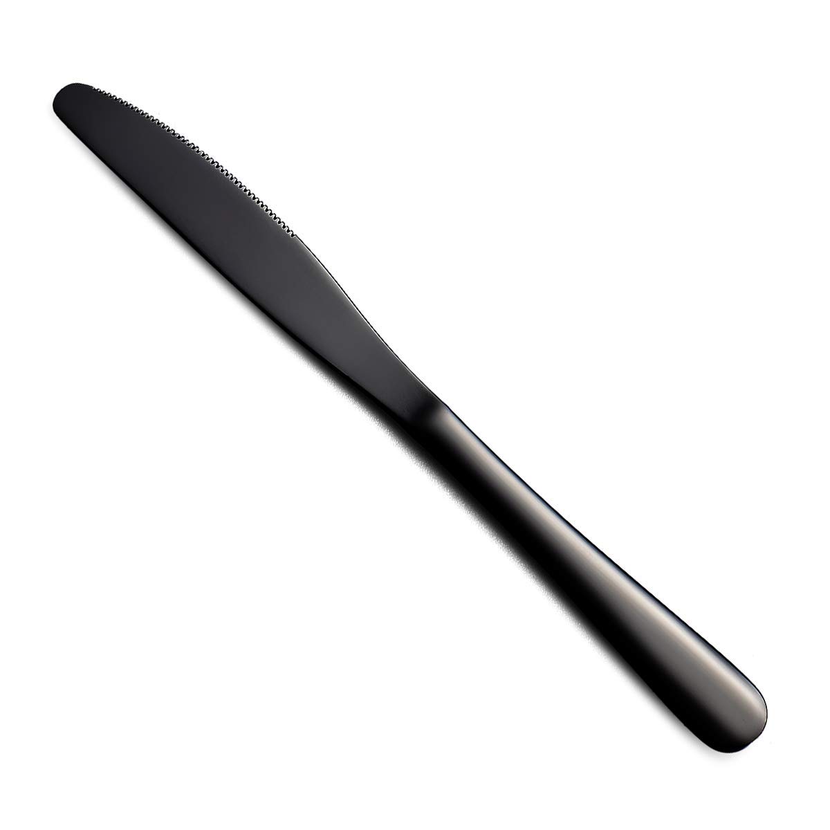 Berglander 4-Piece Black Dinner Knives Set - Stainless Steel with Titanium Plating, Shiny Black Butter Knife & Spreader - Durable, Dishwasher Safe - Perfect for Fine Dining, Dinner Parties & Everyday Use