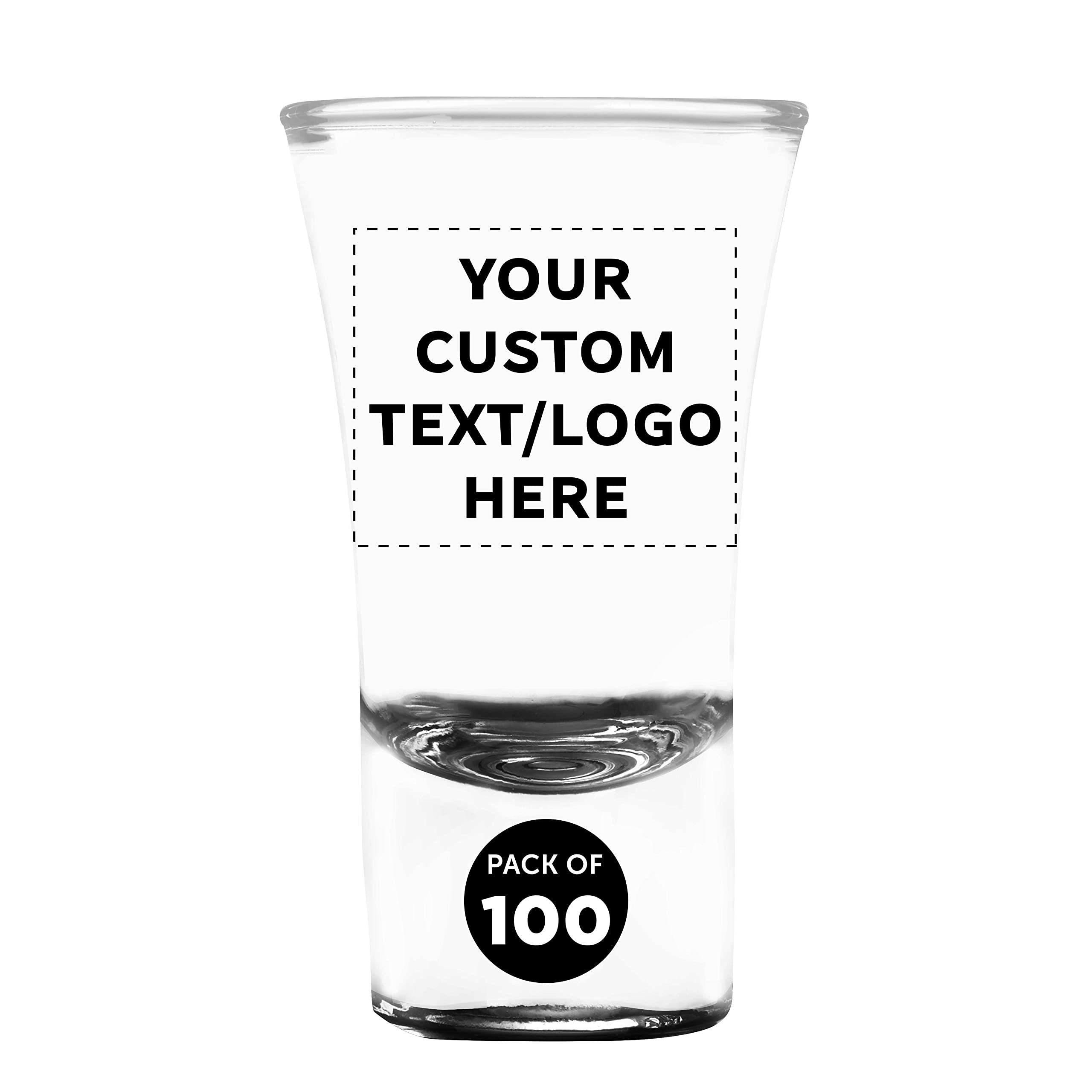 Custom 2 oz. Lord Shooter Etched Shot Glasses - 100 Pack with Personalized Text & Logo - Perfect for 21st Birthday Parties, Bars, Lounges & Home Entertaining - Black Barware Glassware Set