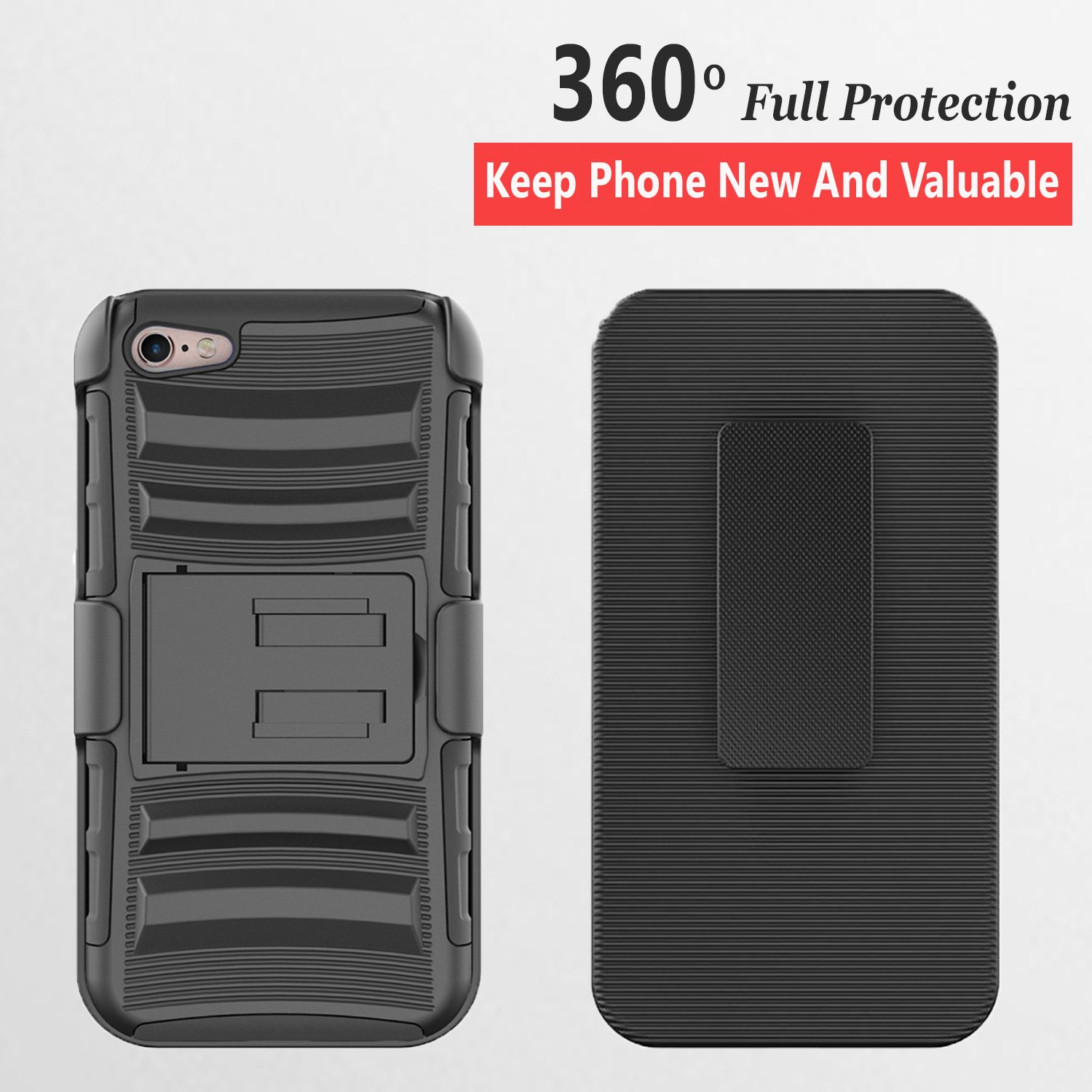 Premium iPhone 6/6S Case with Kickstand, HD Screen Protector & Belt Clip Holster - Includes Free Stylus Pen (Black) | Perfect for Work, Travel & Everyday Protection