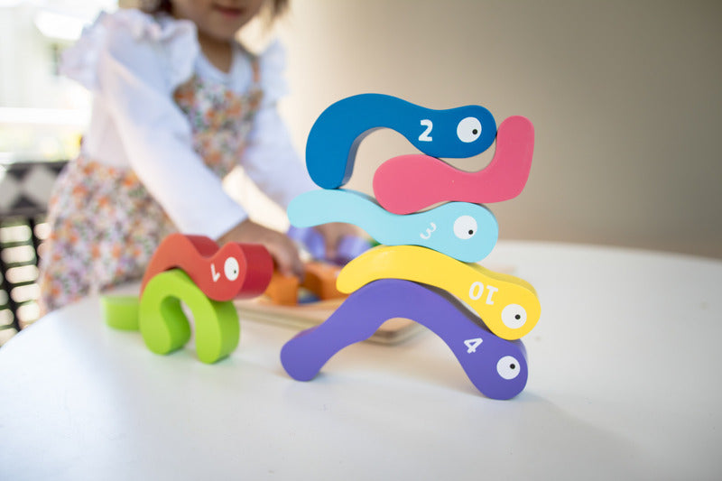 Educational Wooden Number 123 Worm Puzzle - Montessori Counting Toy for Toddlers - Perfect for Early Learning & Playtime Activities