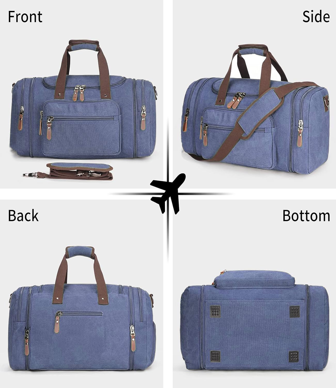 Sechunk Large Canvas Duffle Bag - Waterproof Travel Duffel, Overnight Weekender Bag for Men & Women - Perfect for Gym, Camping, Business Trips & Weekend Getaways