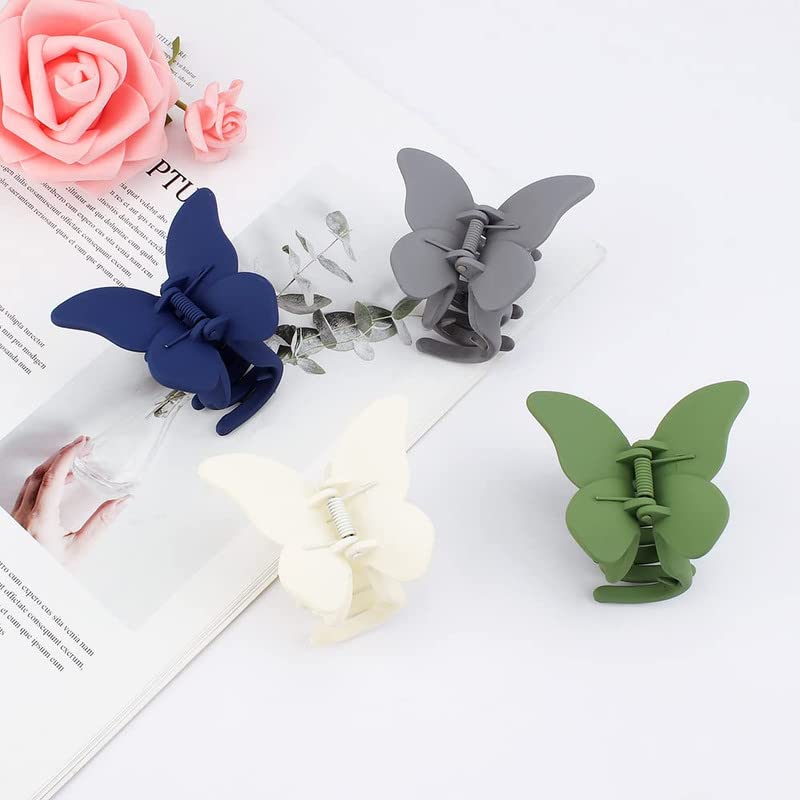 FAMEZA 4-Pack Matte Butterfly Hair Clips for Women & Girls - 2.36