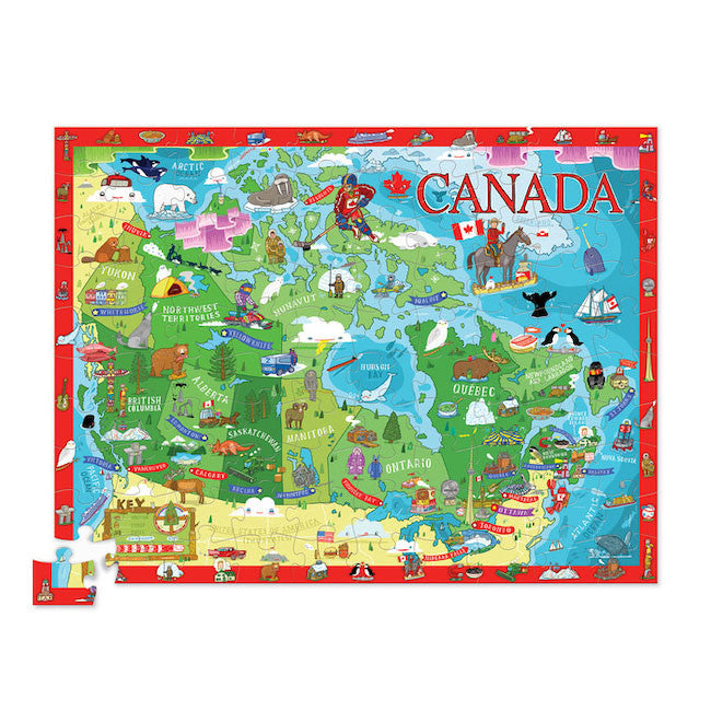 Crocodile Creek 100 Piece Discover & Play Puzzle - Canada Map Educational Toy for Kids, Perfect for Family Game Night & Learning Geography