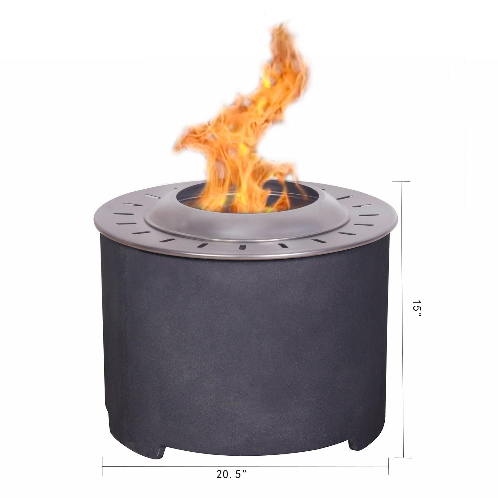 Dark Grey Faux Concrete Smokeless Fire Pit - Wood Pellet, Twig & Wood Burning Outdoor Fire Bowl for Patio, Backyard, Garden & Camping (Perfect for Gatherings, Relaxation & Ambience)