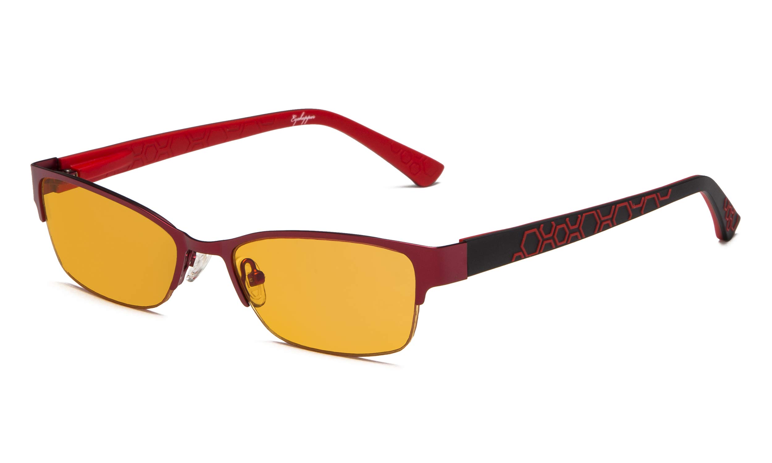 Eyekepper Anti-Blue Light Computer Gaming Glasses - 96.9% Blue Light Blocking, Orange Tinted Lenses for Eye Strain Relief & Better Sleep - Optical Frame for Women (Red, +0.00) - Perfect for Gaming, Office Work & Nighttime Screen Use