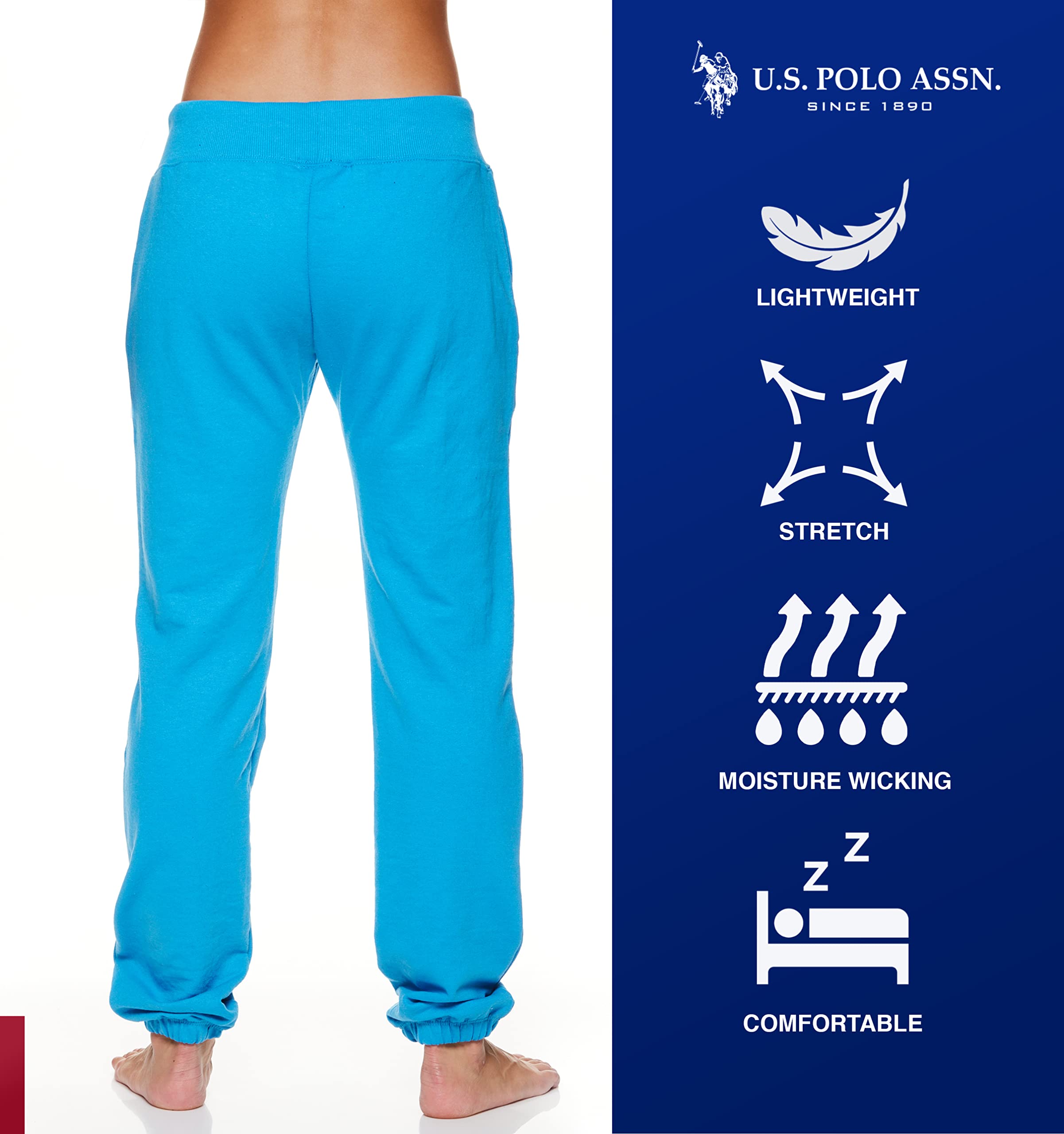 U.S. Polo Assn. Women's French Terry Jogger Sweatpants with Pockets - Comfortable & Breathable Casual Lounge Pants for Yoga, Running & Home Wear