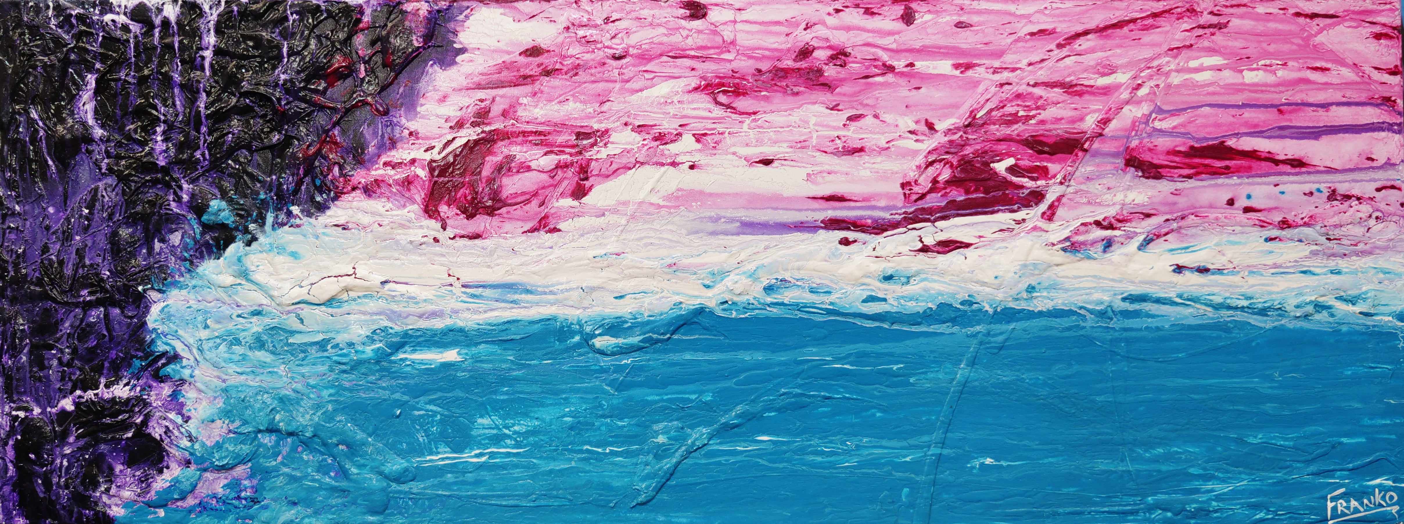 160cm x 60cm Blue Pink Purple Textured Abstract Canvas Wall Art - Modern Home Decor for Living Room, Bedroom & Office - Ready to Hang