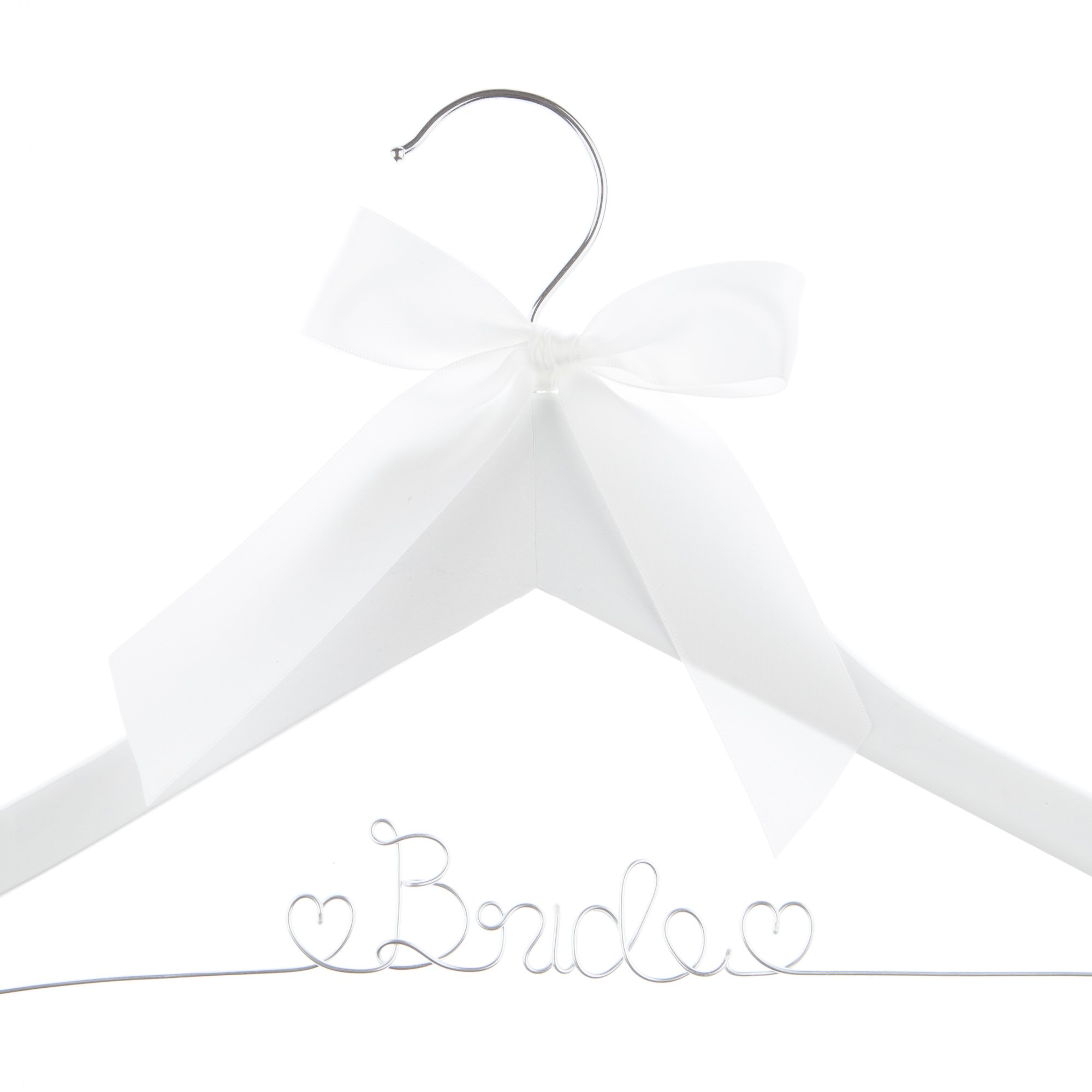 Ella Celebration Bride to Be Wedding Dress Hanger - White Wooden & Silver Wire Bridal Hanger for Wedding Gowns - Perfect for Bridal Showers, Wedding Photos & Bridal Suite Decor