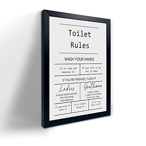 Funny Toilet Rules Quotes Sign - Humorous Bathroom Wall Art Decor for Guest Restroom | Perfect for Home, Office, or Restaurant Bathroom Decor