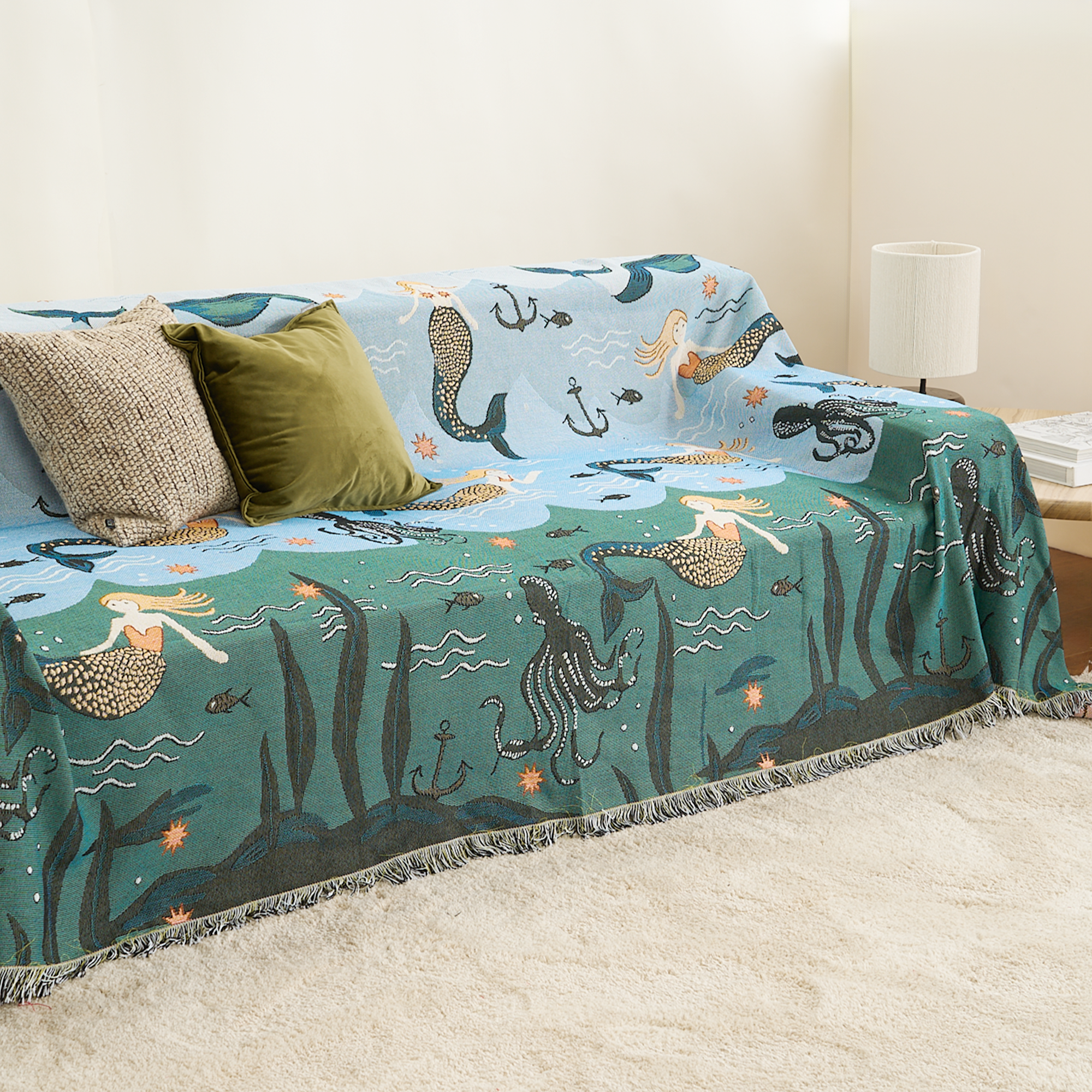 Mermaid Enchantment Sofa Cover - Stretchable Couch Slipcover for Living Room, Final Sale | Perfect for Home Decor, Pet Protection & Furniture Makeover