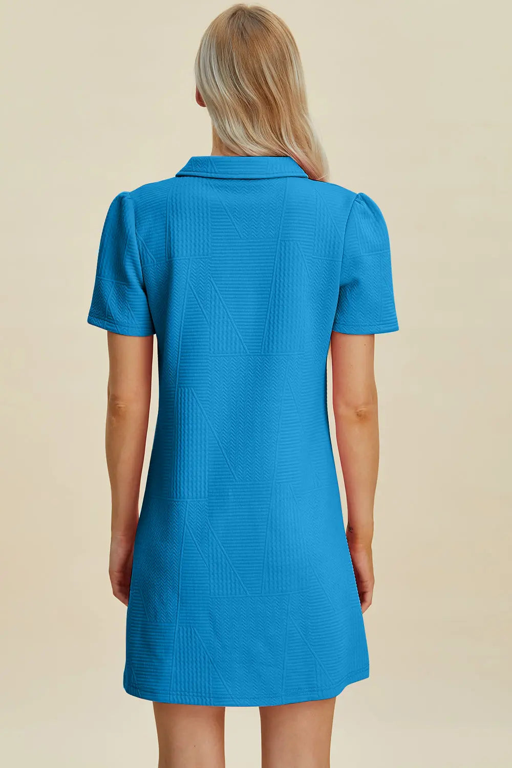 Double Take Full Size Textured Short Sleeve Dress for Women - Casual Summer Flowy Dress for Beach, Vacation & Everyday Wear