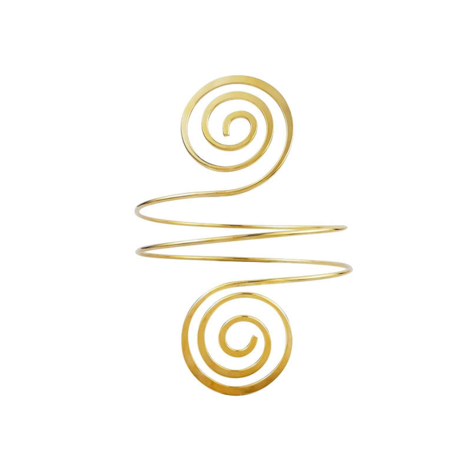 Elegant Adjustable Metal Coil Swirl Spiral Arm Cuff Bracelet for Women - Stylish Armband Bangle for Parties, Weddings & Everyday Fashion Accessories