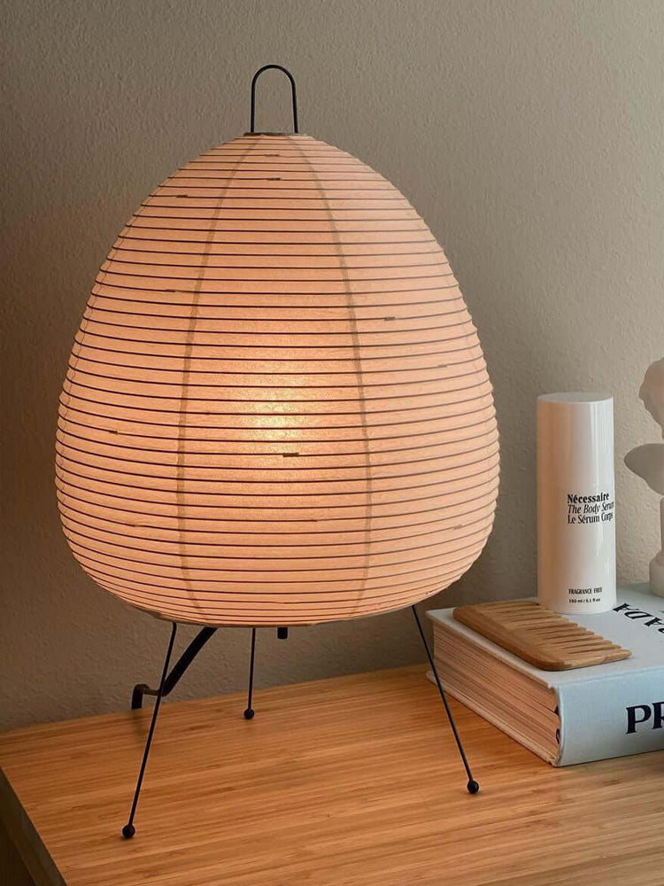 Japanese Akari Paper Table Lamp - Handmade Shoji Style Lighting for Bedroom, Living Room & Office - Warm Ambient Light for Relaxation & Decor