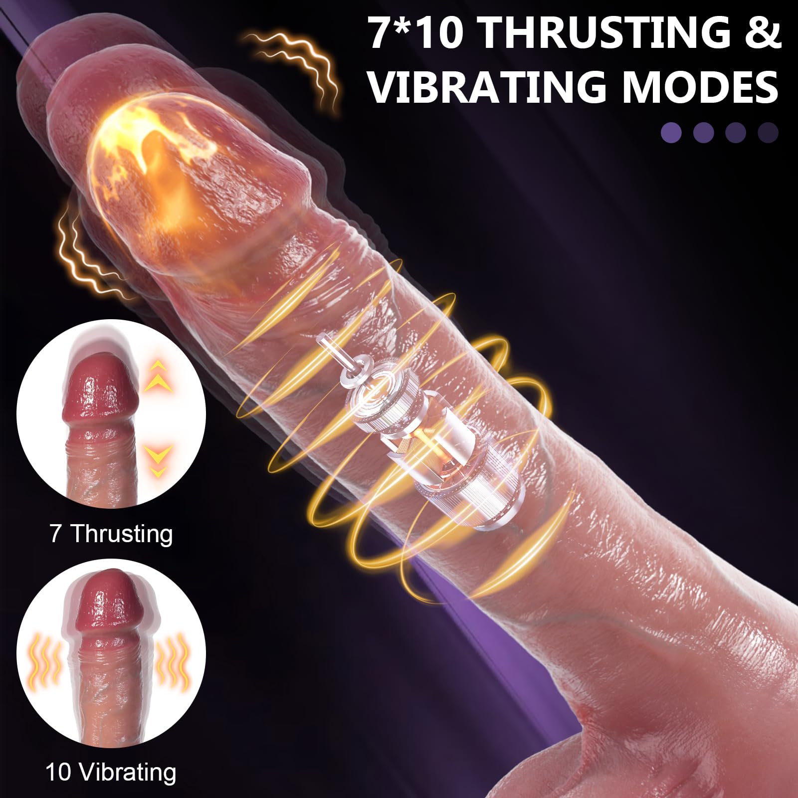 8.5 Inch Realistic Thrusting Dildo Vibrator with 7 Thrusting & 10 Vibrating Modes, Heating Function & Remote Control - Strong Suction Cup for G Spot & Anal Stimulation - Adult Sex Toy for Women - Perfect for Solo Play, Couples Play & Sensual Exploration