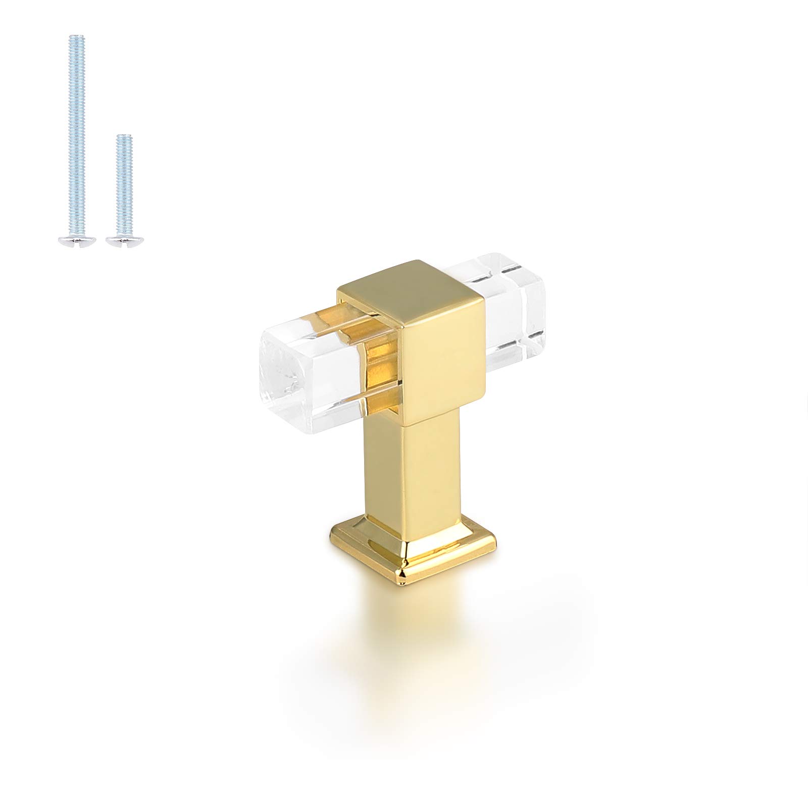 50 Pack Gold Cabinet Knobs - Modern Acrylic Kitchen Cabinet Handles with Zinc Alloy Base - Single Hole Drawer Pulls for Cupboards & Dressers - Perfect for Home Renovation & DIY Furniture Upgrade