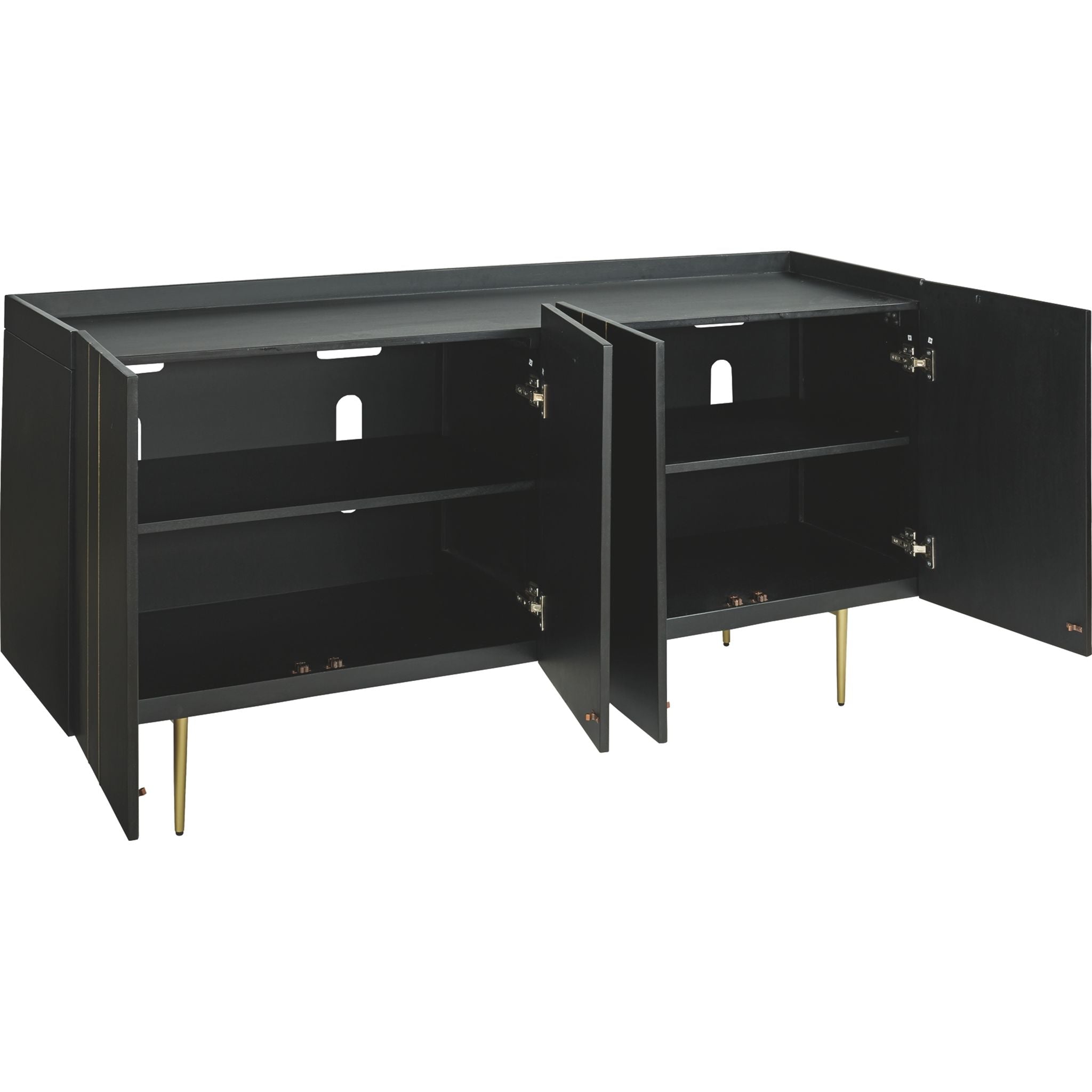 Brentburn Black and Gold Cabinet - Elegant Storage Solution for Kitchen, Bathroom, or Living Room Organization