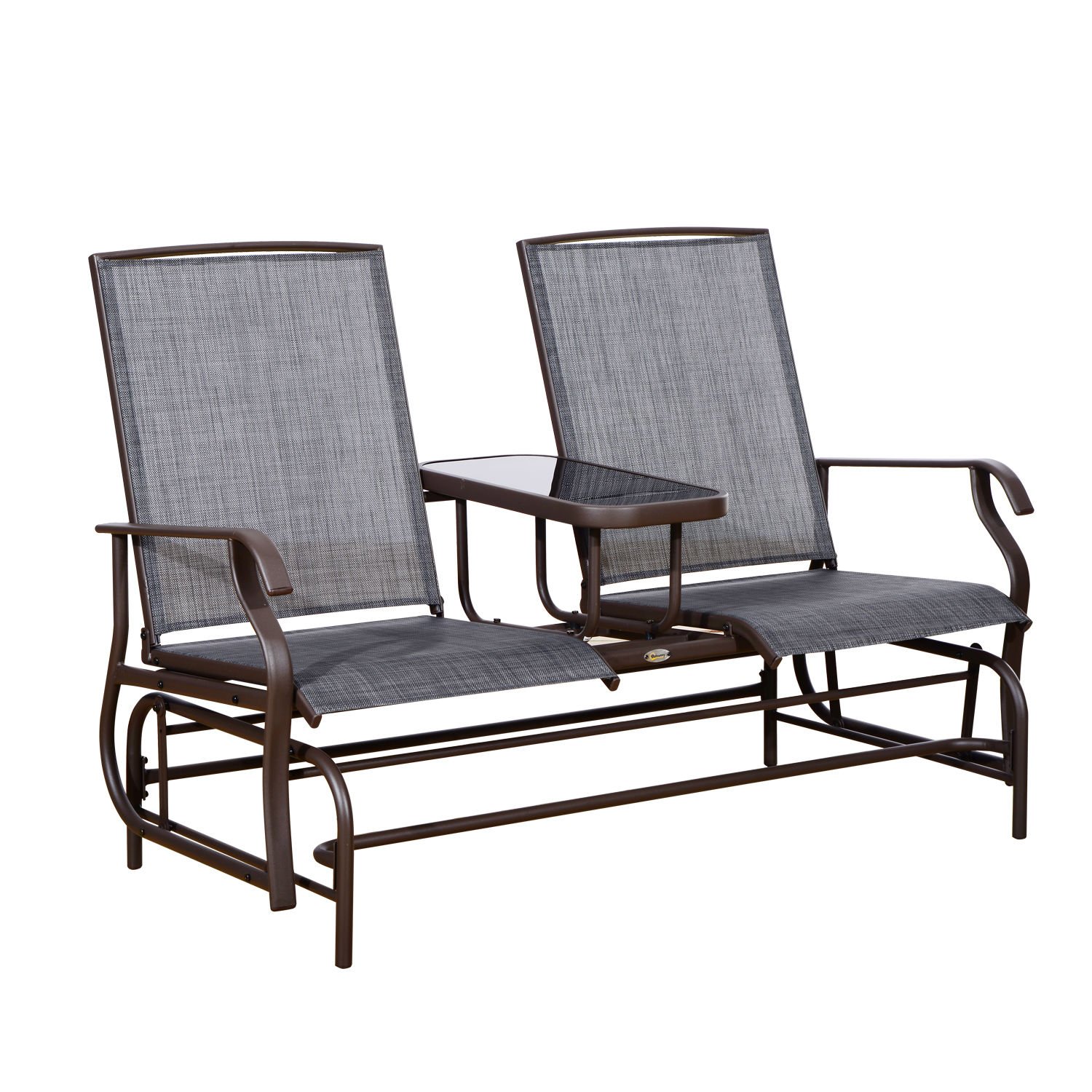 Nishore 2-Person Outdoor Glider Chair with Center Table - Weather-Resistant Mesh Fabric for Patio, Garden, Deck & Backyard Relaxation