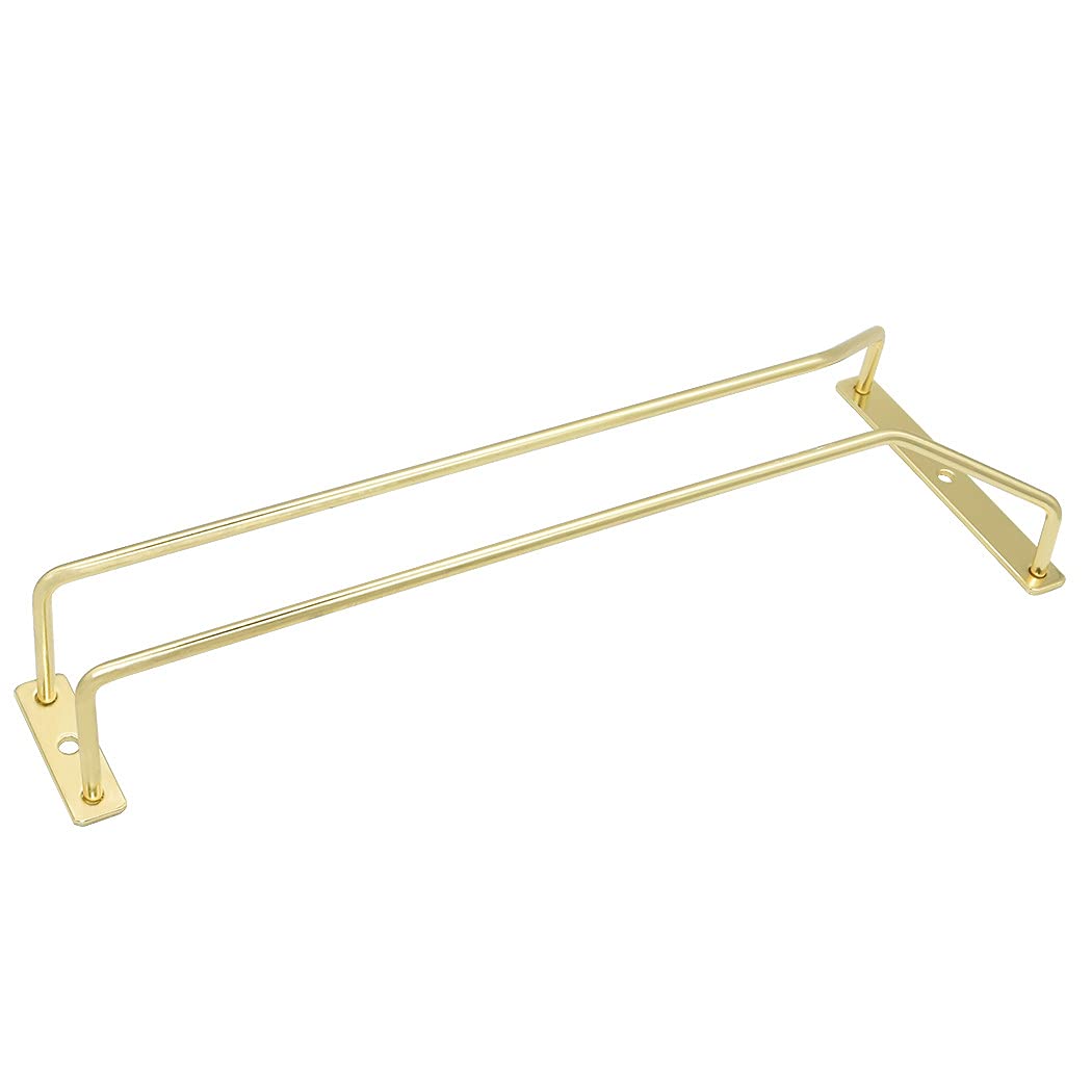 12-Inch Gold Wine Glass Rack - Under Cabinet Stemware Holder for Kitchen, Bar & Dining Room - Set of 3 Hanging Glass Racks for Organized Wine Storage & Elegant Display