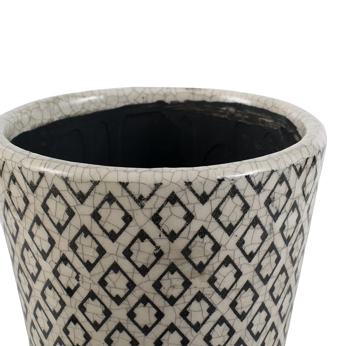 A&B Home Garden Planter Set - 3 Pack Ceramic Flower Pots for Indoor & Outdoor Plants, Succulents, Herbs - Classic Terracotta Design, Black (6x5 Inch) - Perfect for Windowsills, Balconies, Office Desks & Home Decor