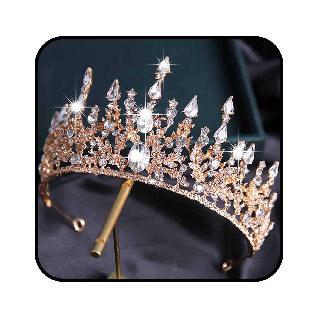 Baroque Crystal Rhinestone Crown & Tiara for Women - Elegant Wedding, Birthday, Pageant Hair Accessories | Perfect for Brides, Prom Queens & Special Occasions
