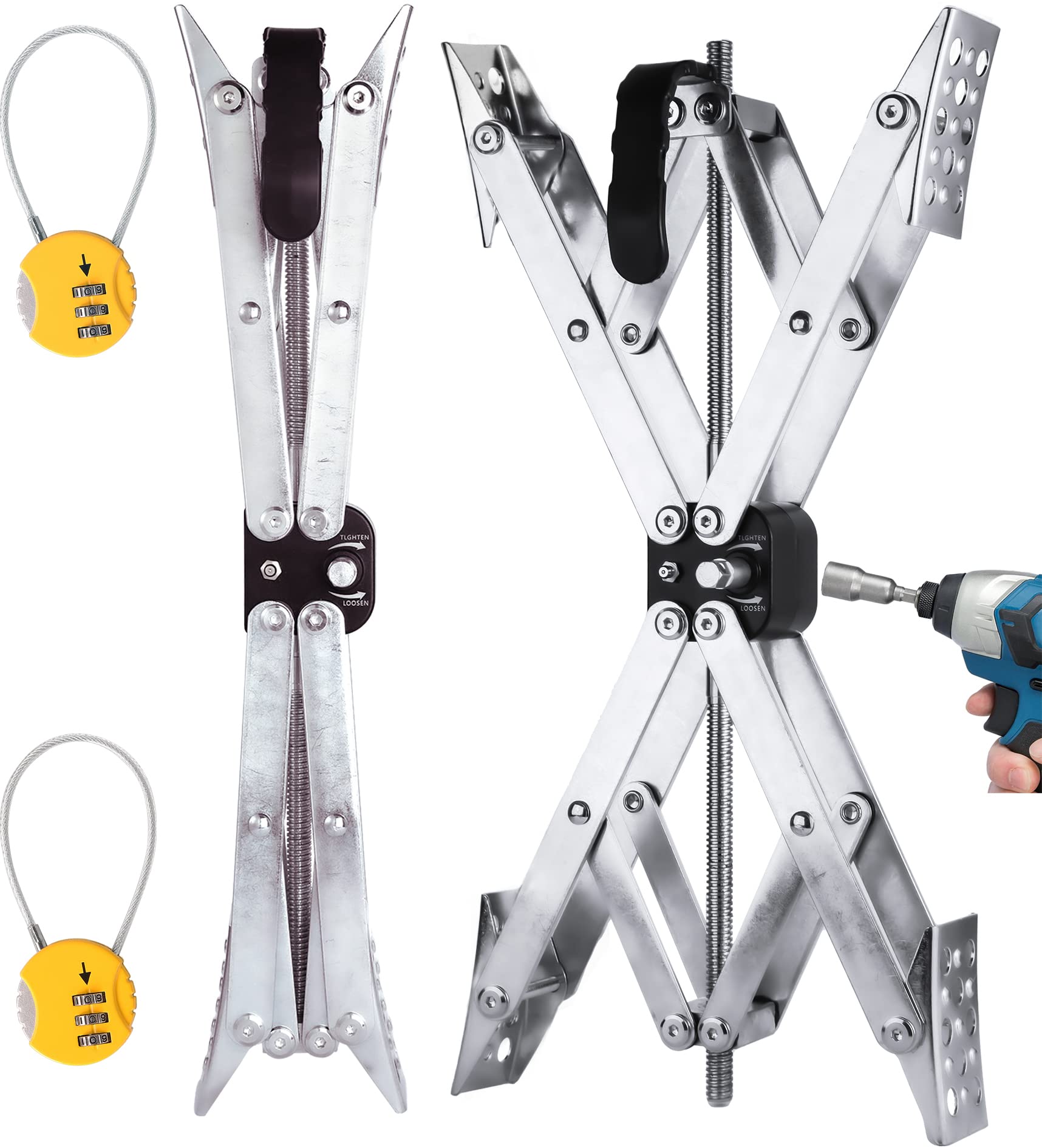 X-Shaped Wheel Chock Stabilizer for RV Travel Trailer - Adjustable with Drill - Dual Axle Tire Stabilizer for Camping (2-Pack XL) - Perfect for Leveling Your Camper on Uneven Grounds
