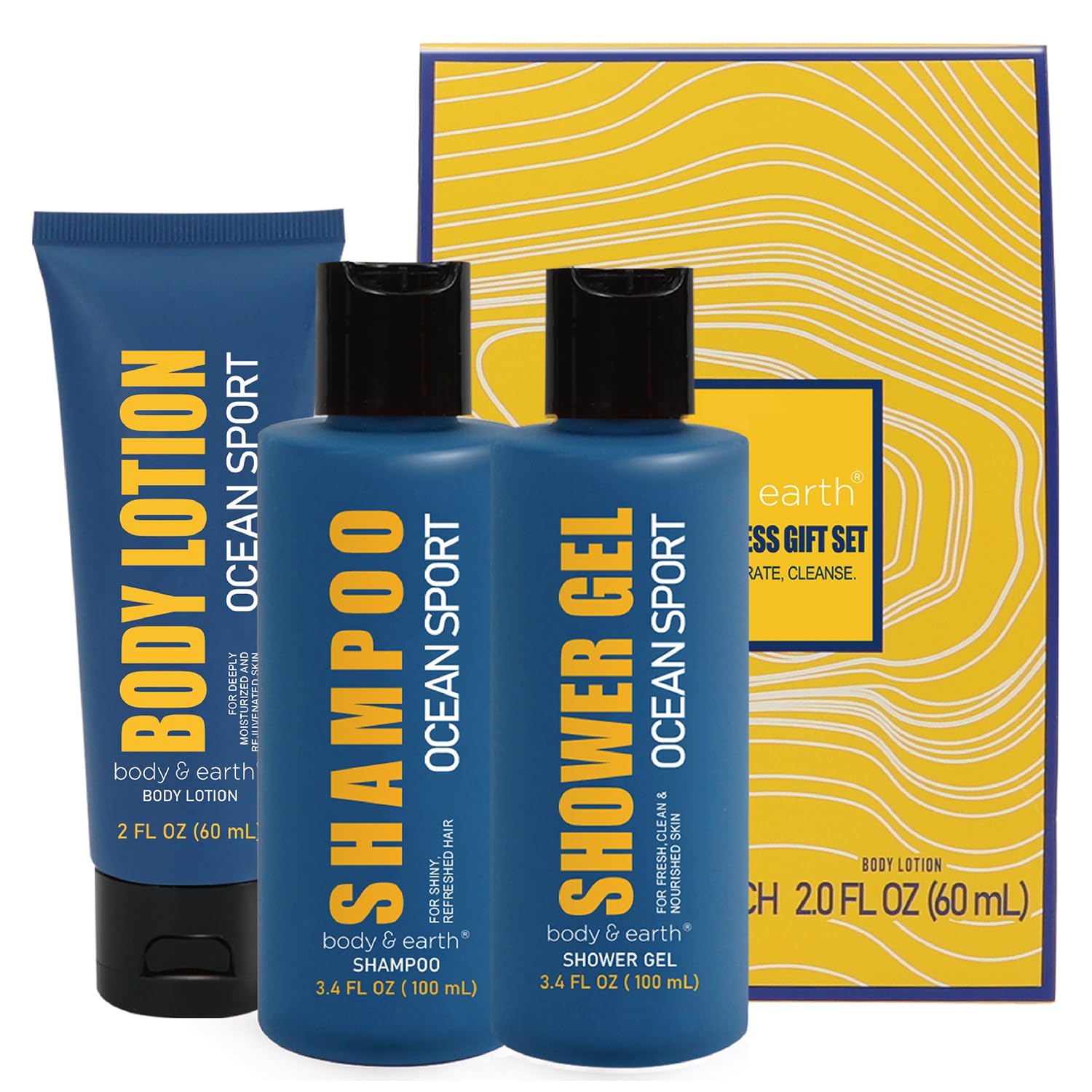 Premium Men's Bath & Body Gift Set - Refreshing Ocean Scent Shower Gel, Body Lotion & Shampoo | Birthday Gifts for Him, Valentine's Day Present, Father's Day Gift | Spa & Travel Essentials for Men