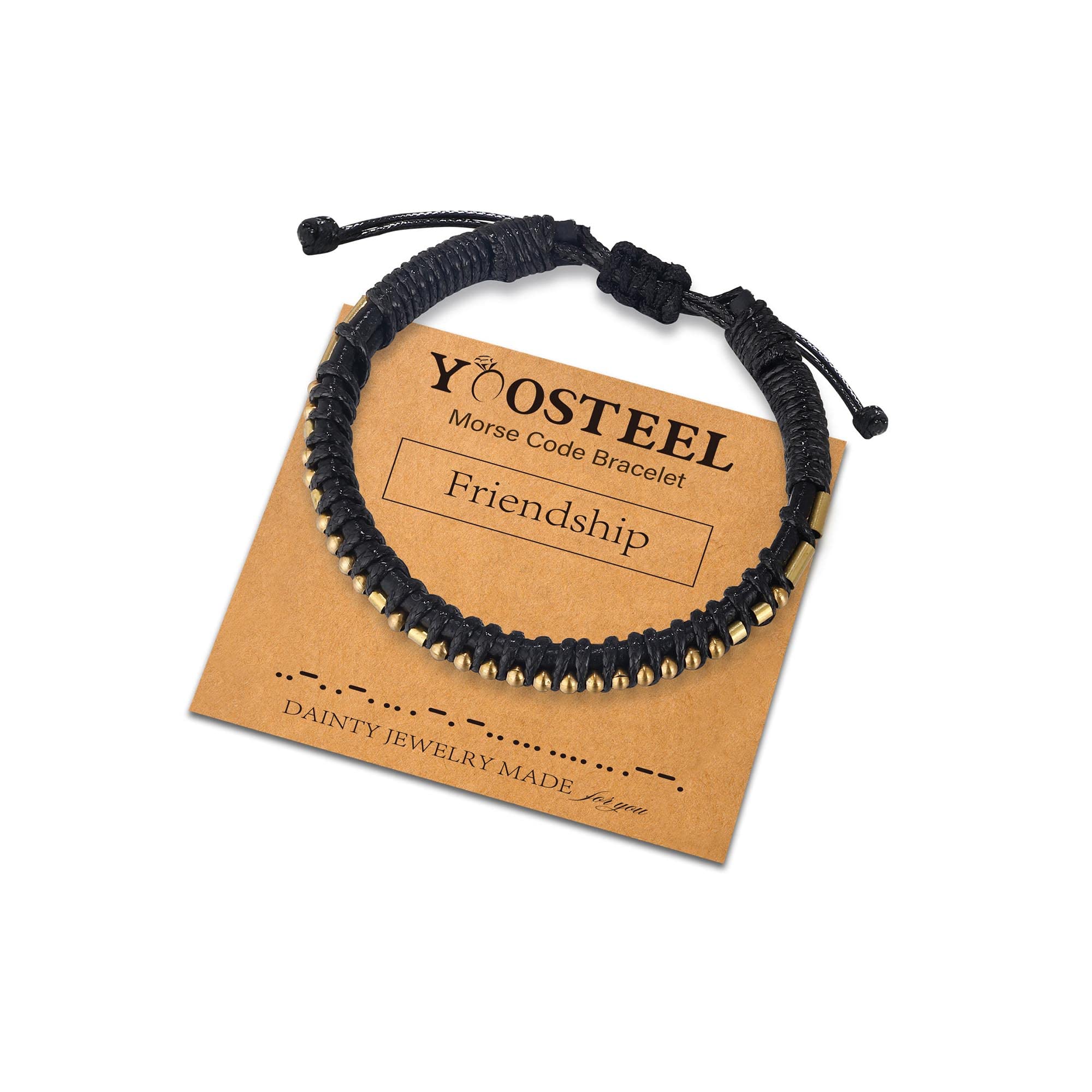 Yoosteel Adjustable Leather Morse Code Bracelet for Women & Men - Inspirational Friendship & Birthday Gift Jewelry for Couples, Best Friends, Family - Perfect for Everyday Wear, Special Occasions & Meaningful Gifts