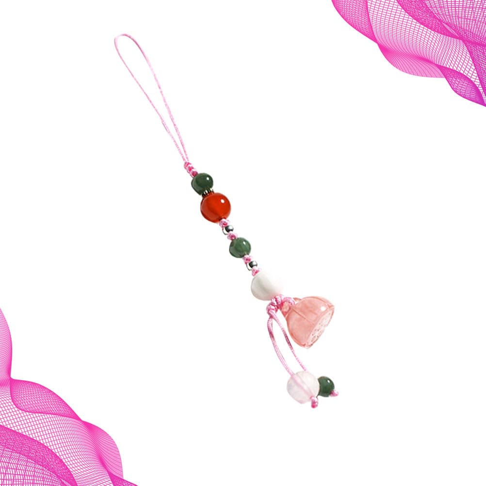 Jade Lotus Agate Phone Charm Strap - Decorative Mobile Phone Pendant Accessory for Cell Phone, Keychain, Car Keys, and Bag - Perfect for Everyday Use and Gift Giving