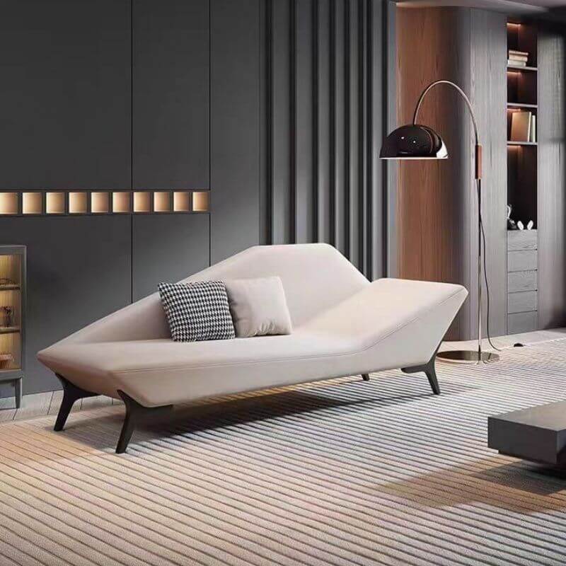 Premium Genuine Leather Chaise Lounge Chair - Gray/Chestnut/Beige - Right/Left Facing - Living Room Furniture for Relaxation & Home Decor