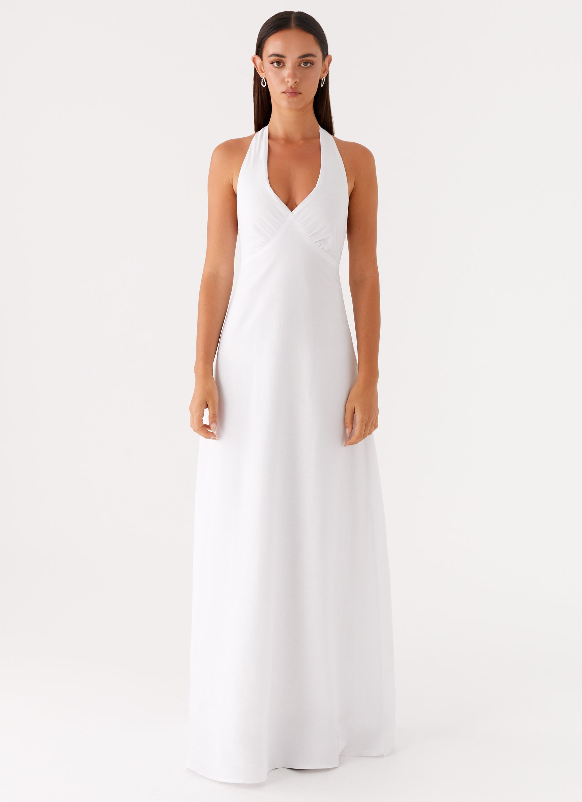 Heavy Hearted Linen Maxi Dress - White | Flowy Summer Beach Dress for Women | Perfect for Vacations, Weddings & Boho Outfits