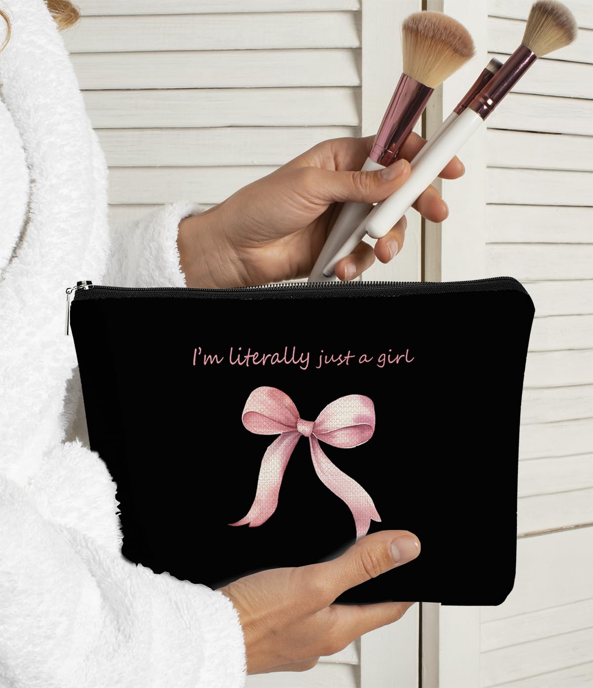 Pink Coquette Bow Makeup Bag | Trendy Preppy Cosmetic Pouch for Girls | Cute Aesthetic Makeup Organizer | Perfect Gift for Preppy & Coquette Lovers | Great for Travel, School & Daily Beauty Essentials