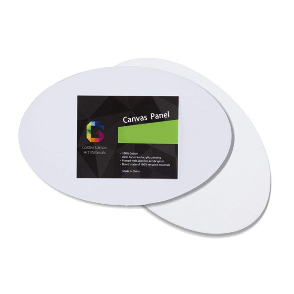 Healifty 5-Piece Oval Stretched Canvas Set - 20x25cm Blank Cotton Artist Panels for Painting, Drawing & DIY Projects - Perfect for Students, Artists & Home Decor