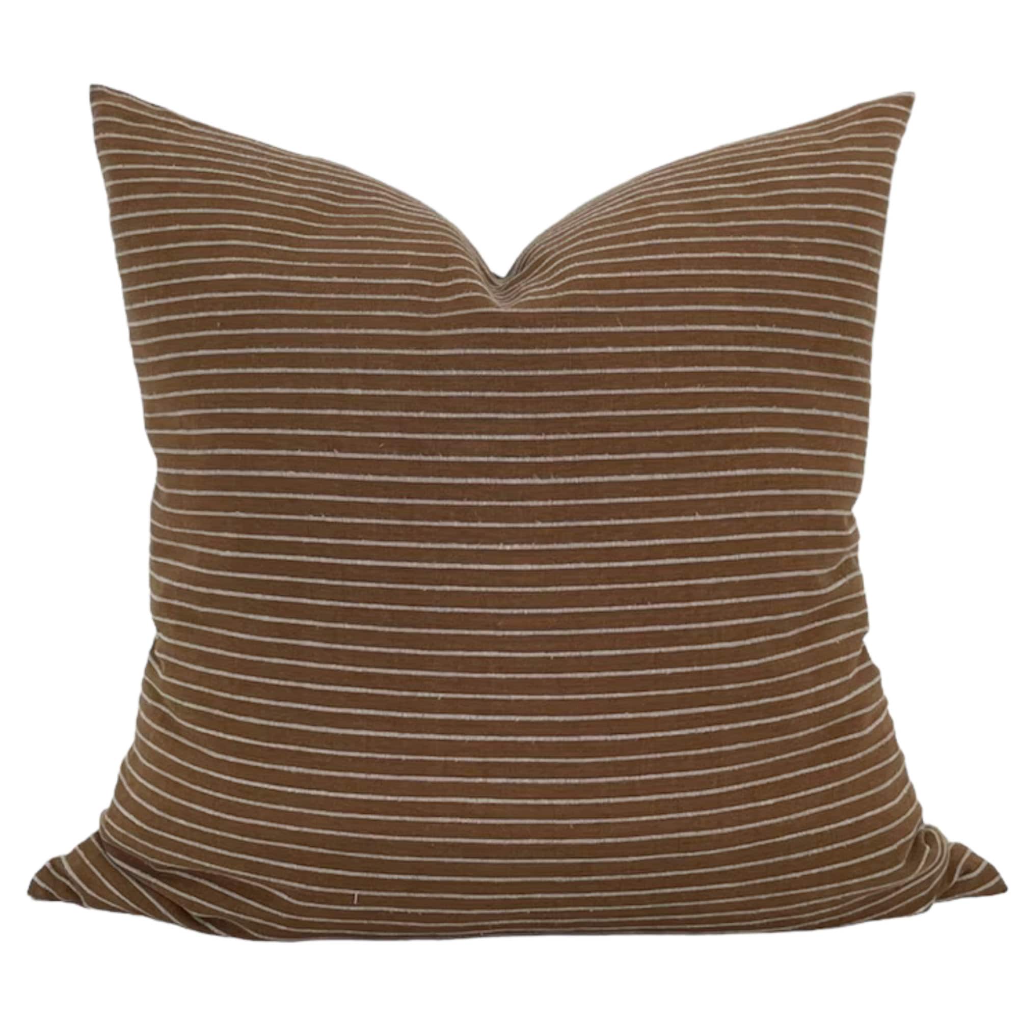 Designer Whittier Chiangmai Woven Brown Stripe Pillow Cover - Bohemian Home Decor for Living Room, Bedroom & Outdoor Use