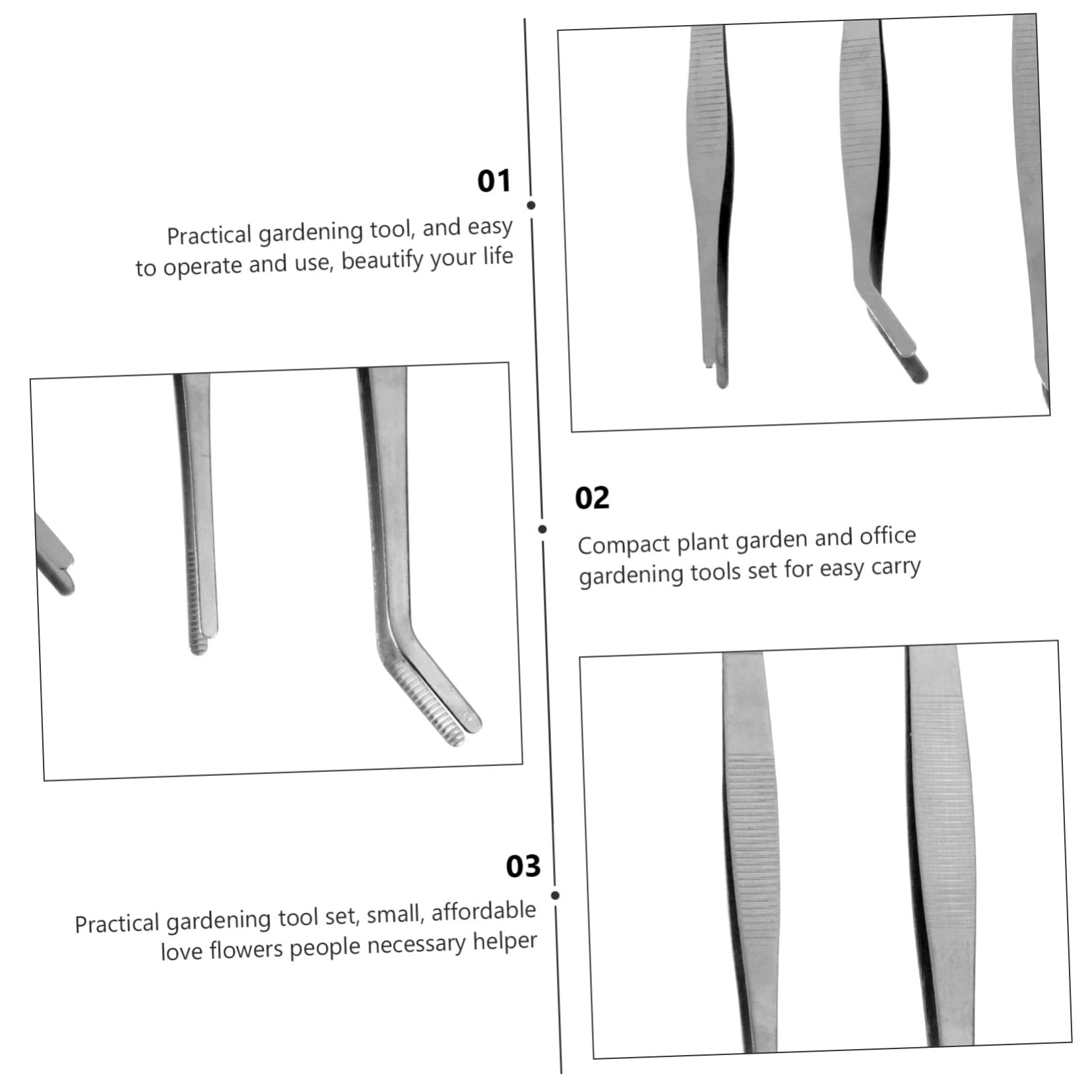 NOLITOY 10-Pack Stainless Steel Precision Tweezers for Gardening, Snake Feeding & Miniature DIY - Curved Tip Tongs for Planting, Reptile Care, Stamp Collecting & Craft Projects