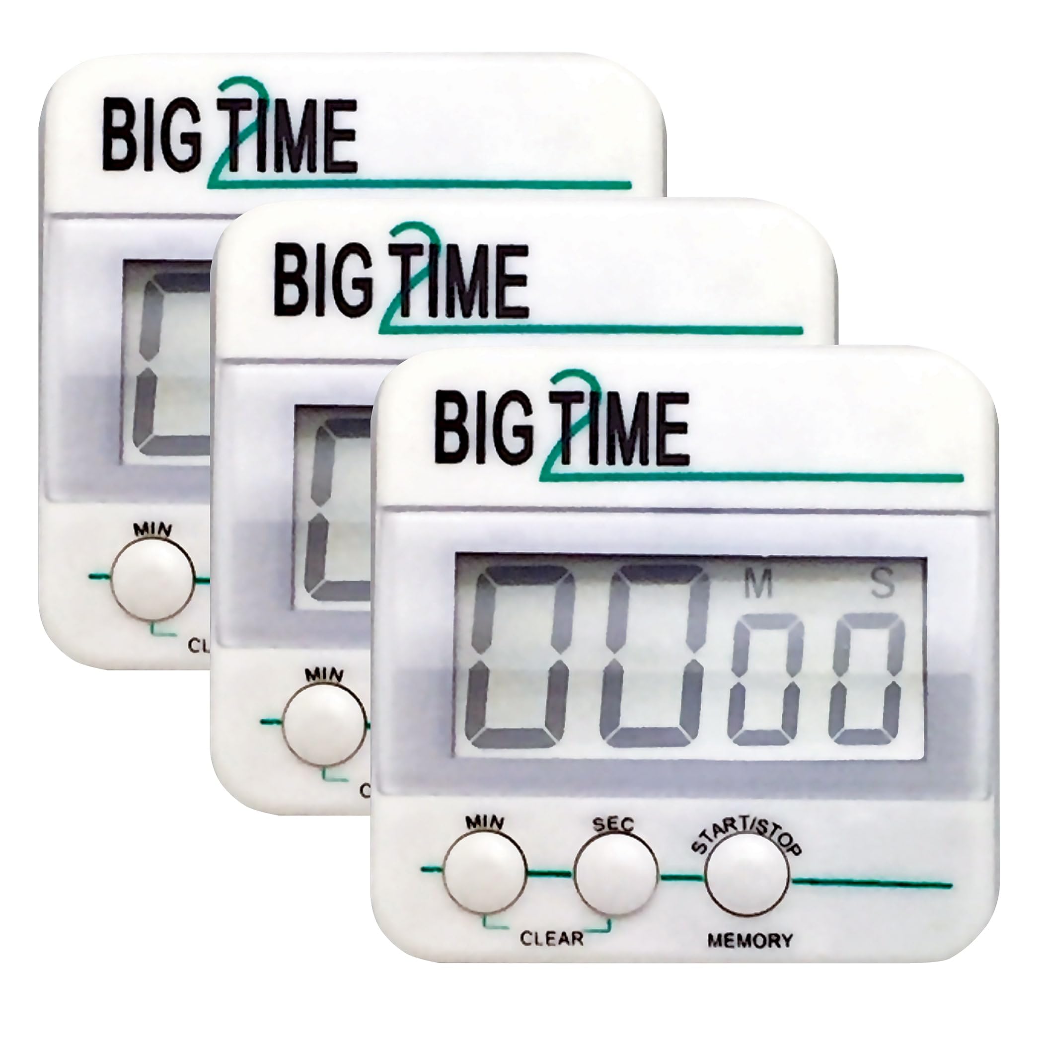 Ashley ASH10210-3 100-Minute Digital Countdown Timer with Up/Down Function - 3 Pack White Kitchen Timer for Cooking, Baking, Fitness & Classroom Use